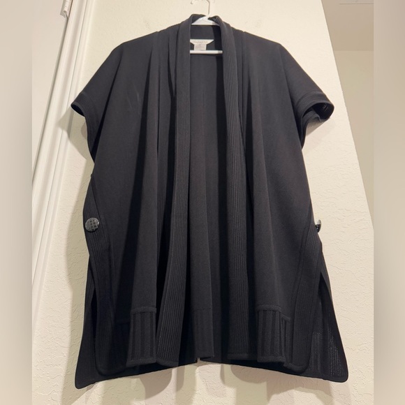 Exclusively Misook Black Open Front Acrylic Cardigan Womens Size Medium - Picture 3 of 10